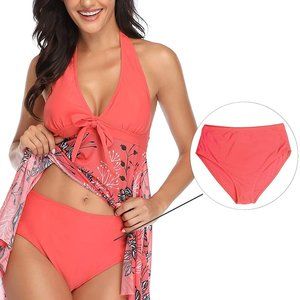 Two Piece Swim Dress Swimsuit for Women Ruched Tummy Control Tankini Set